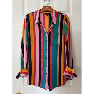 Who What Wear Colorful Striped Blouse